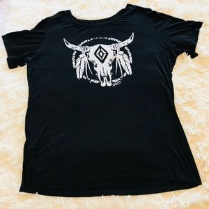 Black Western Boho Style Tee